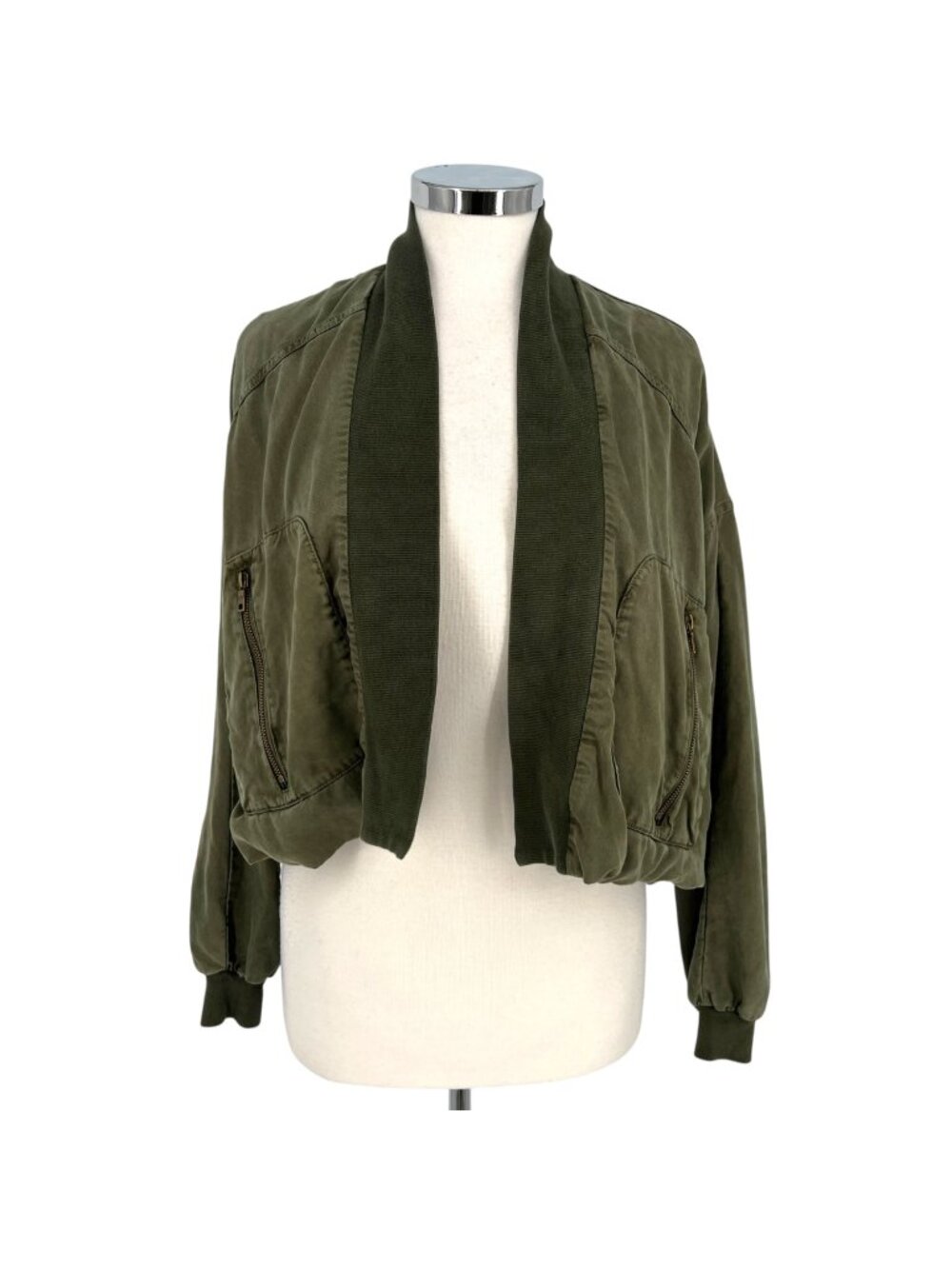 Young Fabulous & Broke Fara Convertible Cropped Utility Jacket Green Size Small
